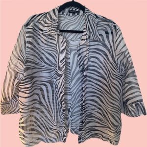 vintage zebra print sheer see-through shirt!